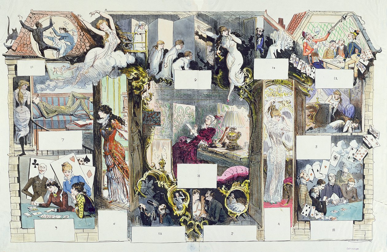 Querschnitt eines Pariser Hauses, Illustration aus La Vie Parisienne, ca. 1875 von French School