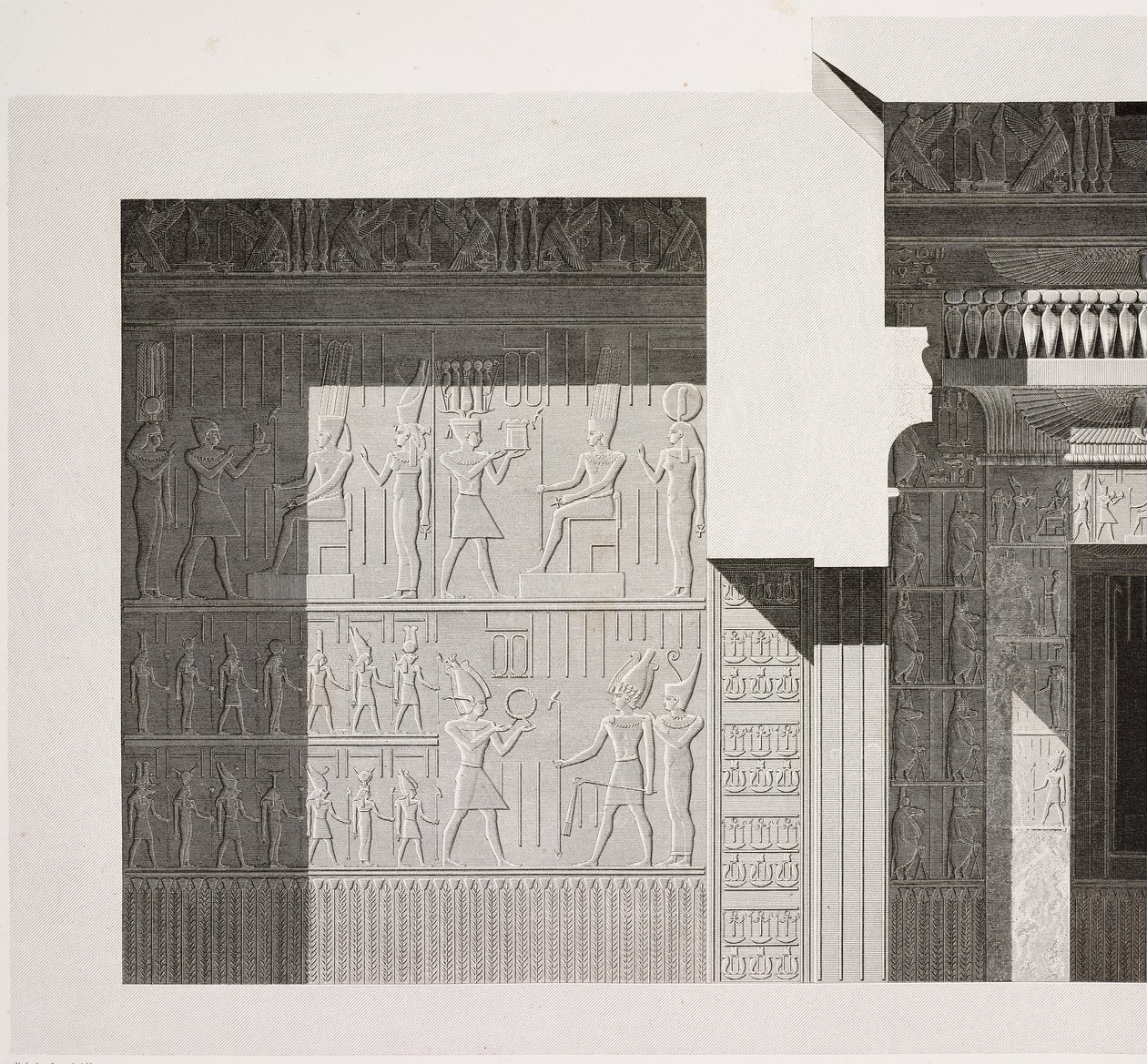 Querschnitt des kleinen südlichen Tempels, Detail, Karnak-Tempelkomplex, Theben, Luxor, Ägypten von French School