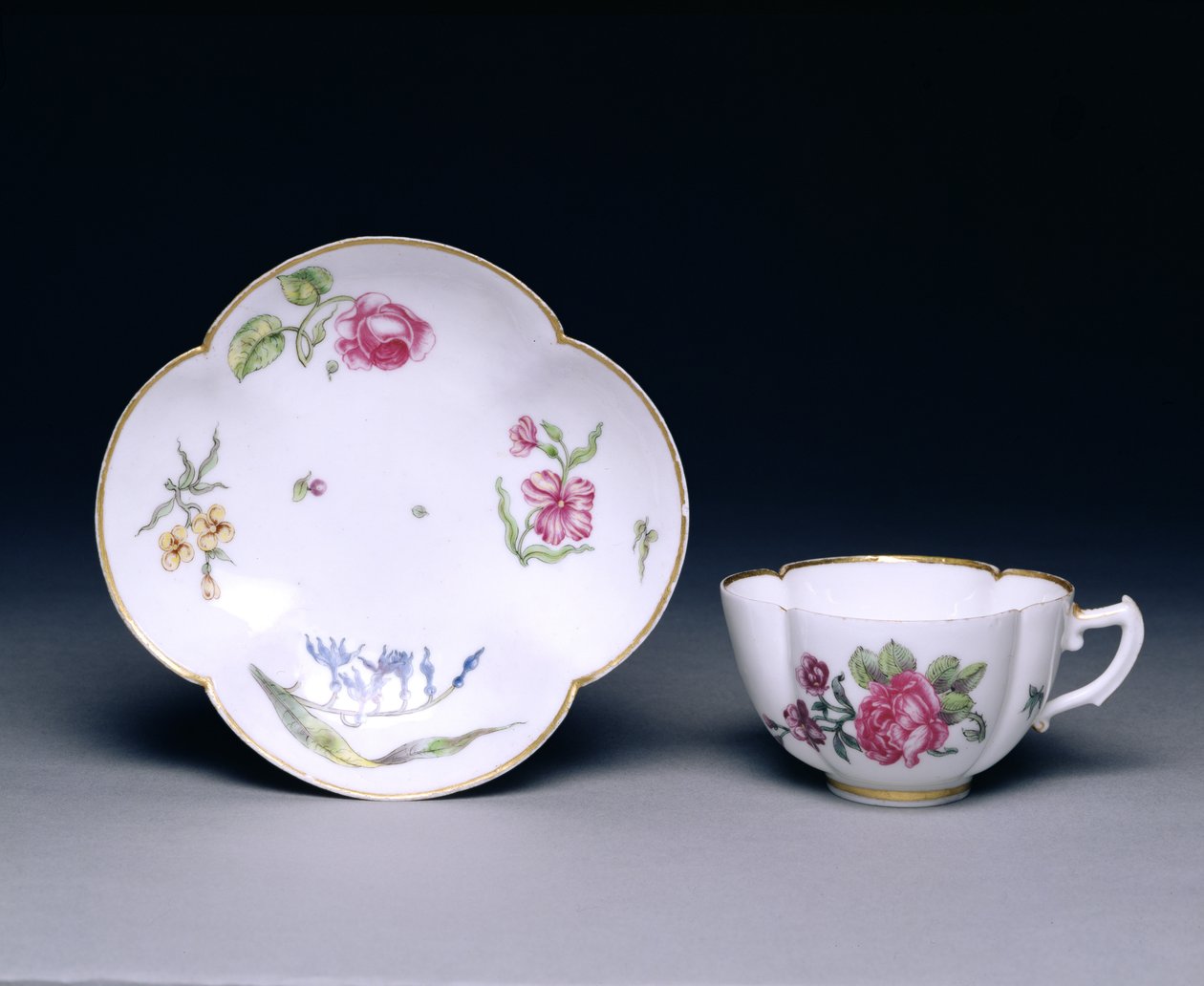 Tasse und Untertasse, Vincennes, ca. 1745-52 (Porzellan) von French School