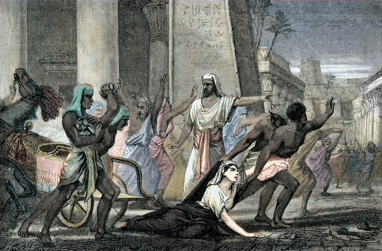 Tod von Hypatia, ermordet von Anhängern von Kyrill, Patriarch von Alexandria, Ende des 19. Jahrhunderts (Gravur) von French School