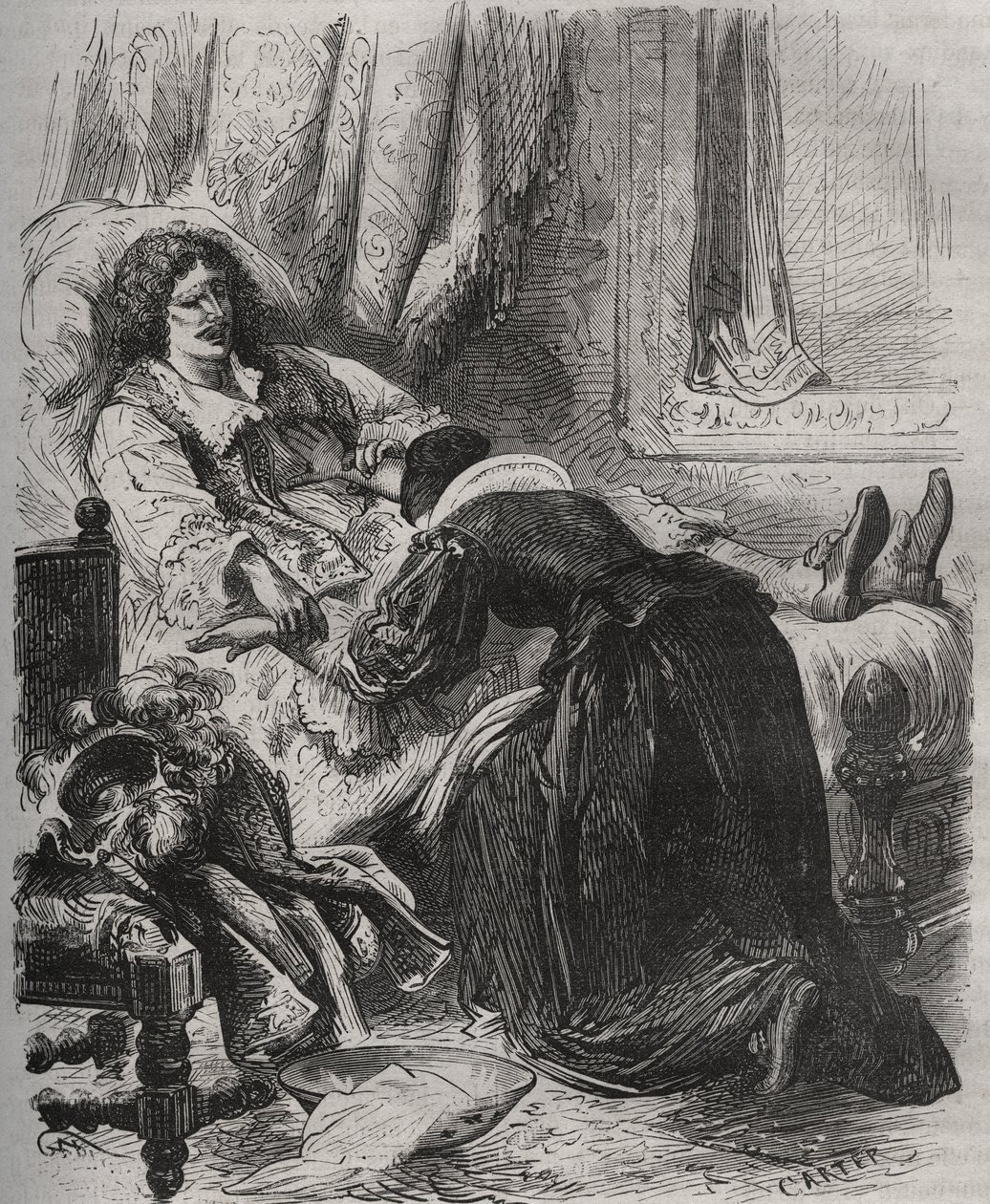 Tod von Jean Baptiste (Jean-Baptiste) Poquelin, genannt Moliere (1622-1673), 17. Februar von French School