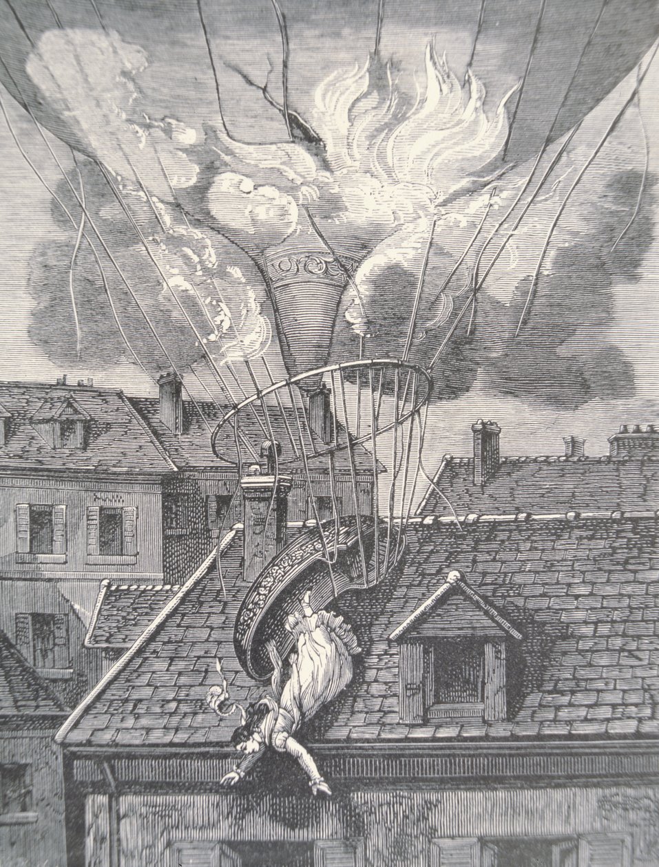 Tod von Madame Blanchard bei einem Luftfahrtunfall im Jahr 1819 von French School