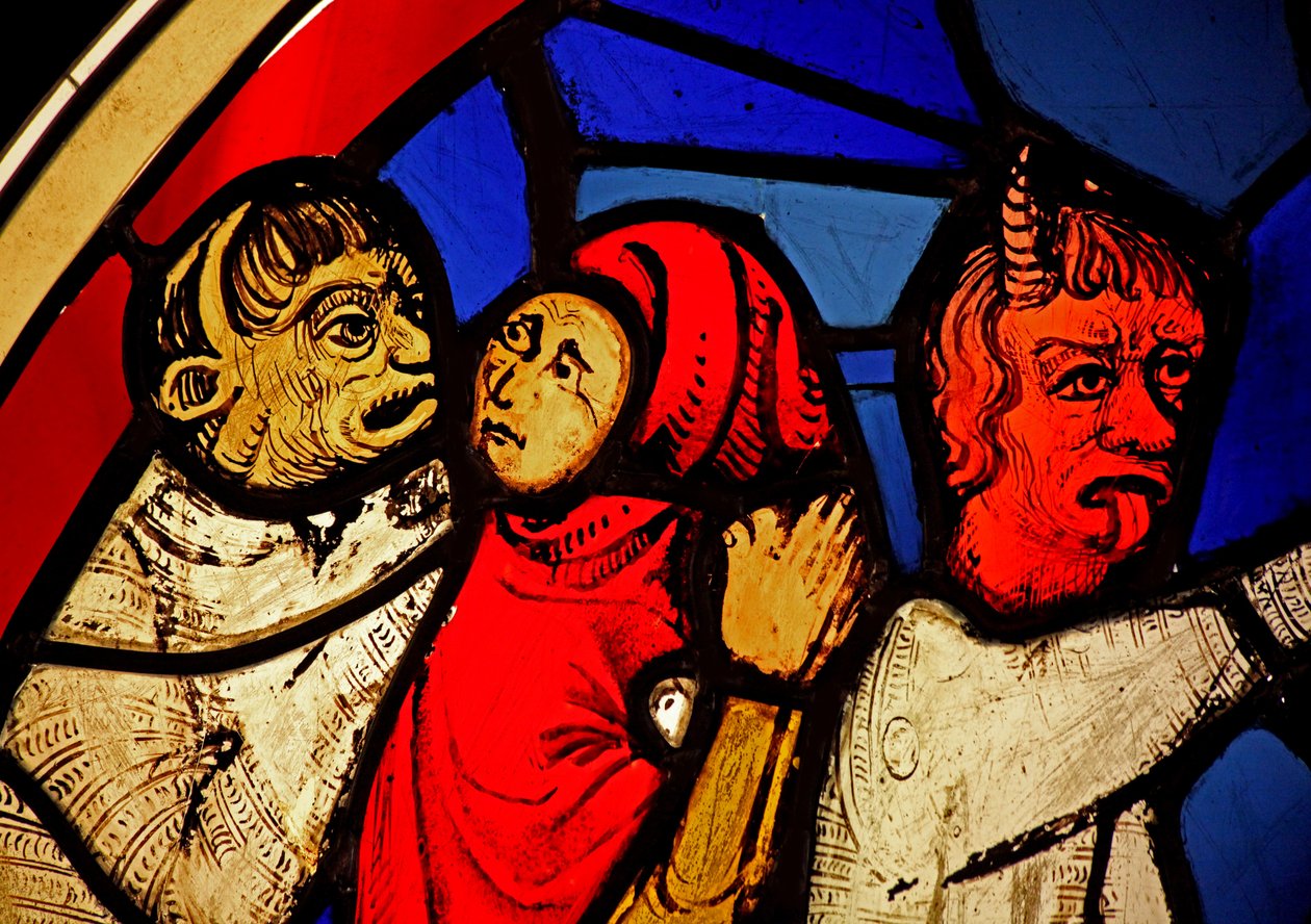 Darstellung von Hiob, der seine Herde verliert, aus der Ste Chapelle, Bay D von French School