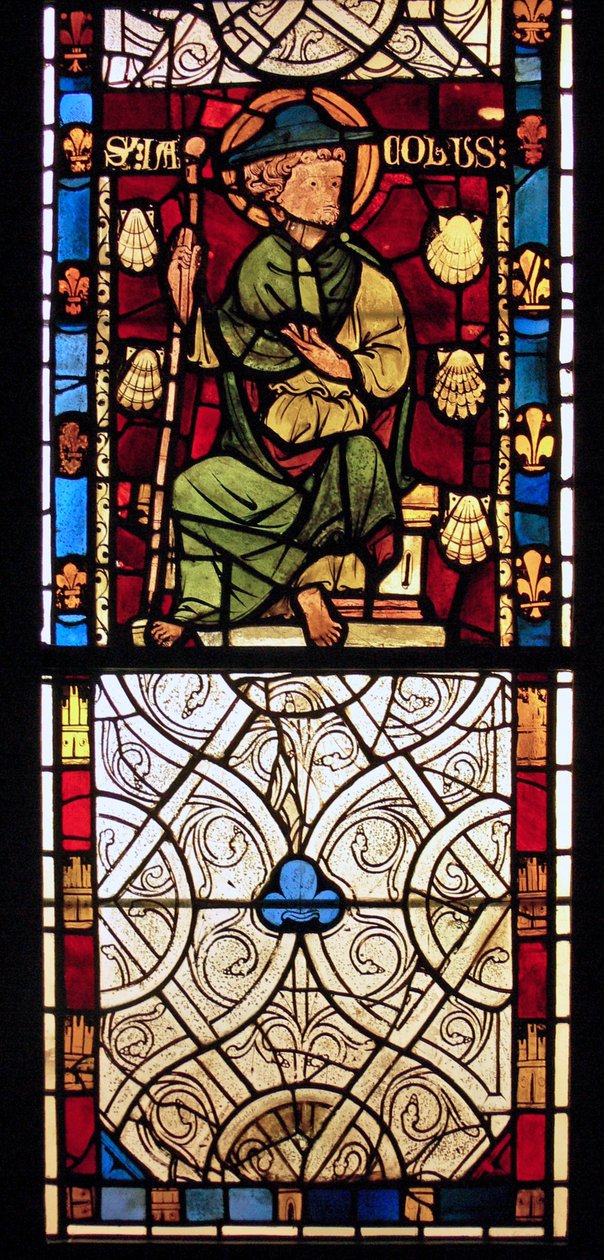 Darstellung von St. Jakobus: Grisaille aus der Kapelle des Schlosses, Rouen? von French School