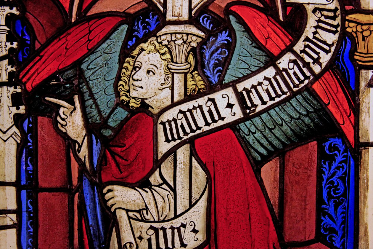 Der Engel Gabriel bei der Verkündigung, ursprünglich aus dem Oberrhein von French School