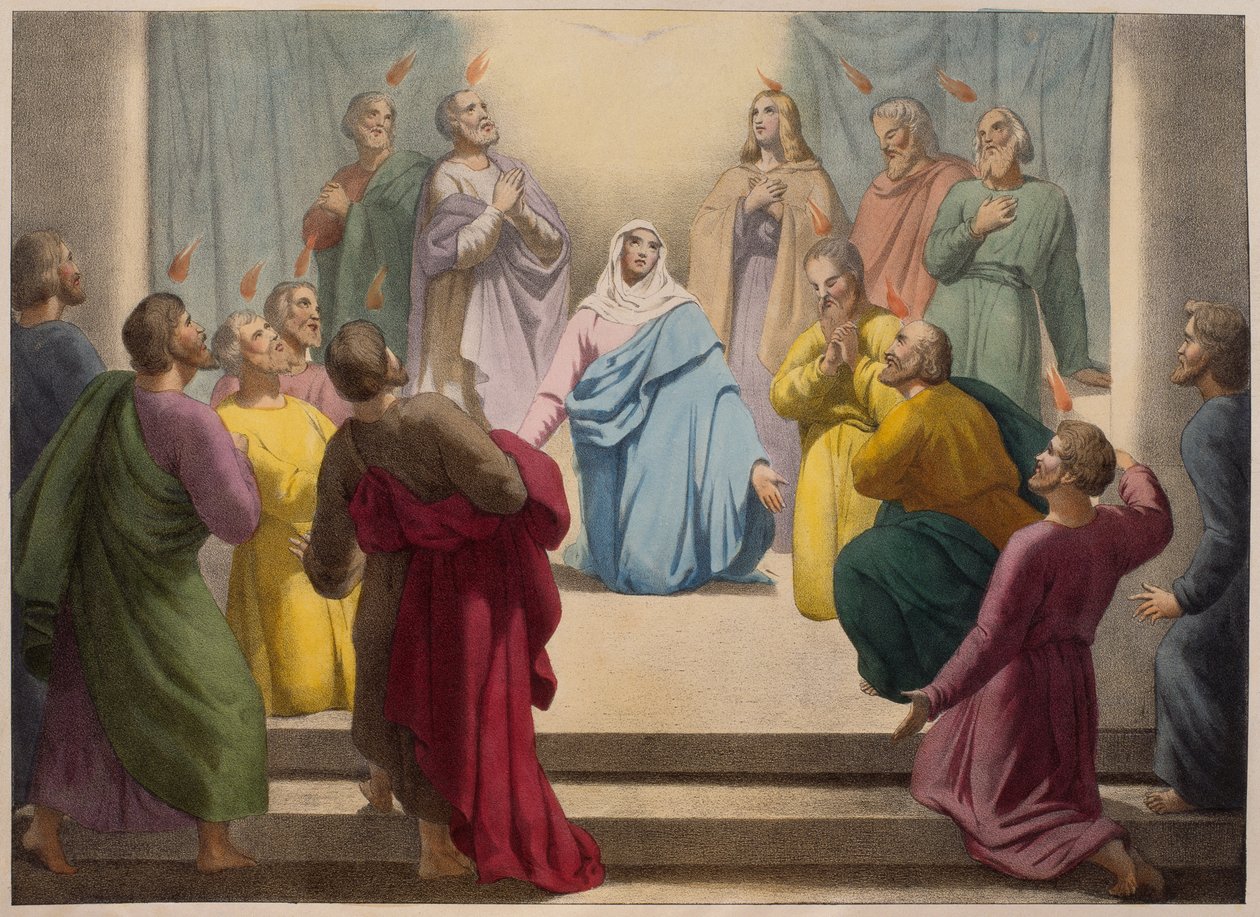 Herabkunft des Heiligen Geistes, Illustration aus einem Katechismus L