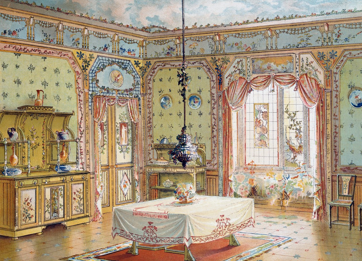 Entwurf für das Esszimmer aus der Zeitschrift La Decoration interieure von French School