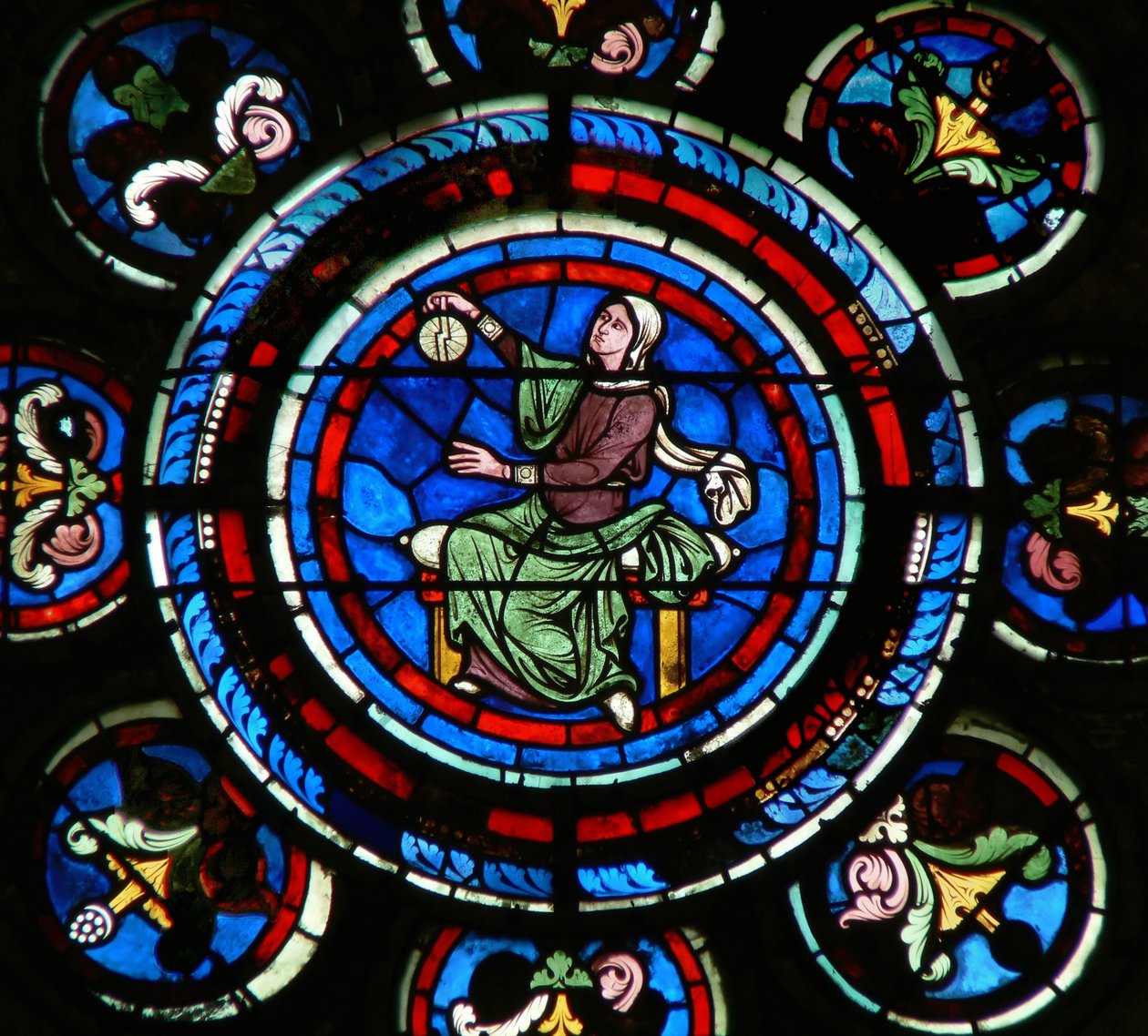 Detail des Nordrosenfensters mit Astronomie aus den Freien Künsten von French School