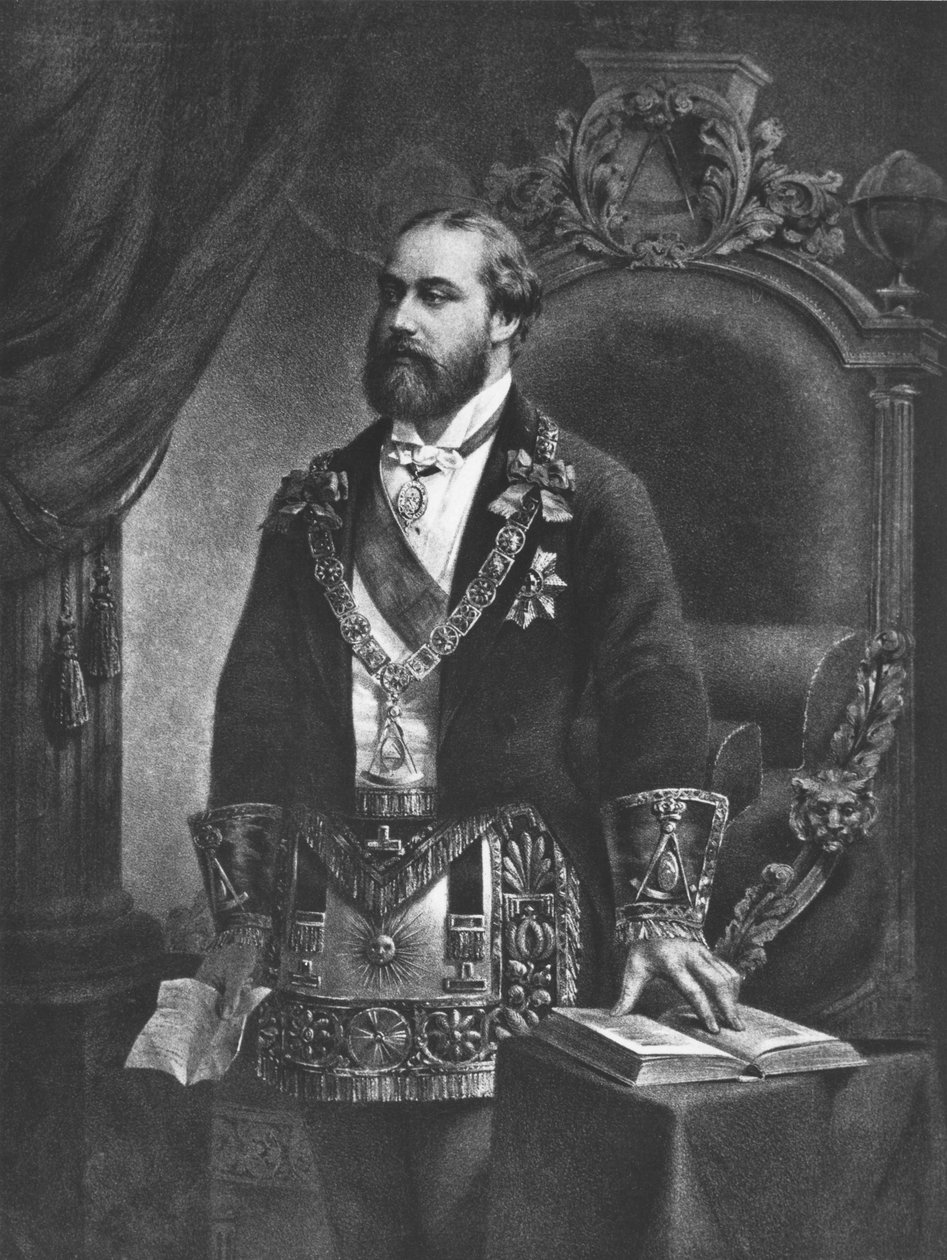Edward (1841-1910) Prinz von Wales, später Edward VII., als Großmeister der Freimaurerei, 1884 von French School
