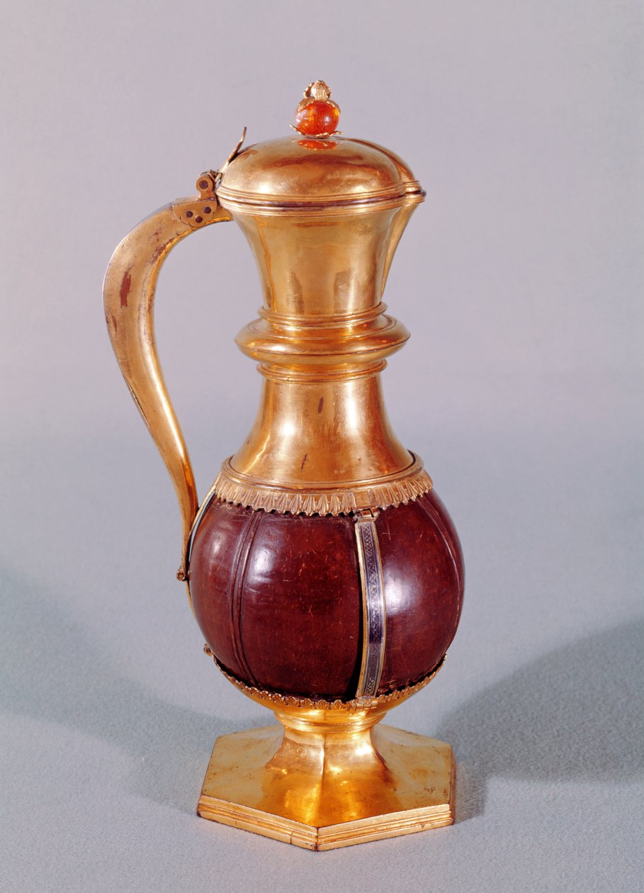 Kanne aus dem Schatz der Abtei von Maubuisson (Kokosnuss & vergoldetes Silber) von French School