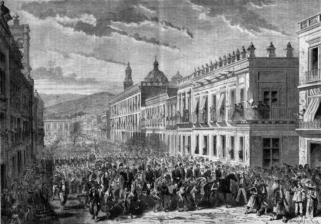 Expedition nach Mexiko (1861-1867): Einzug von General François Achille Bazaine von French School