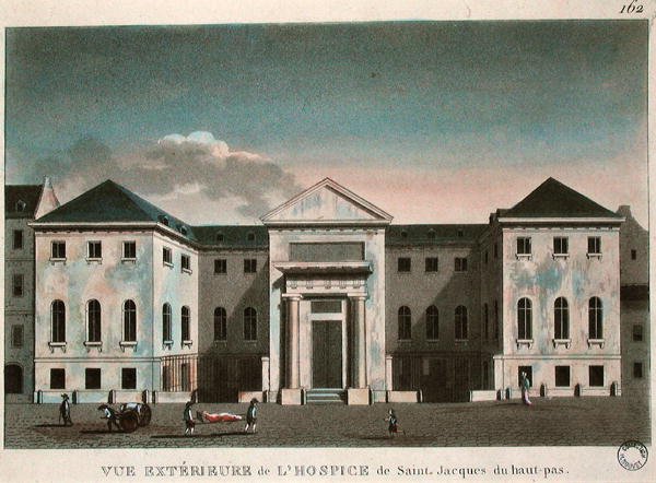 Außenansicht des Hospizes Saint-Jacques, ca. 1800 von French School
