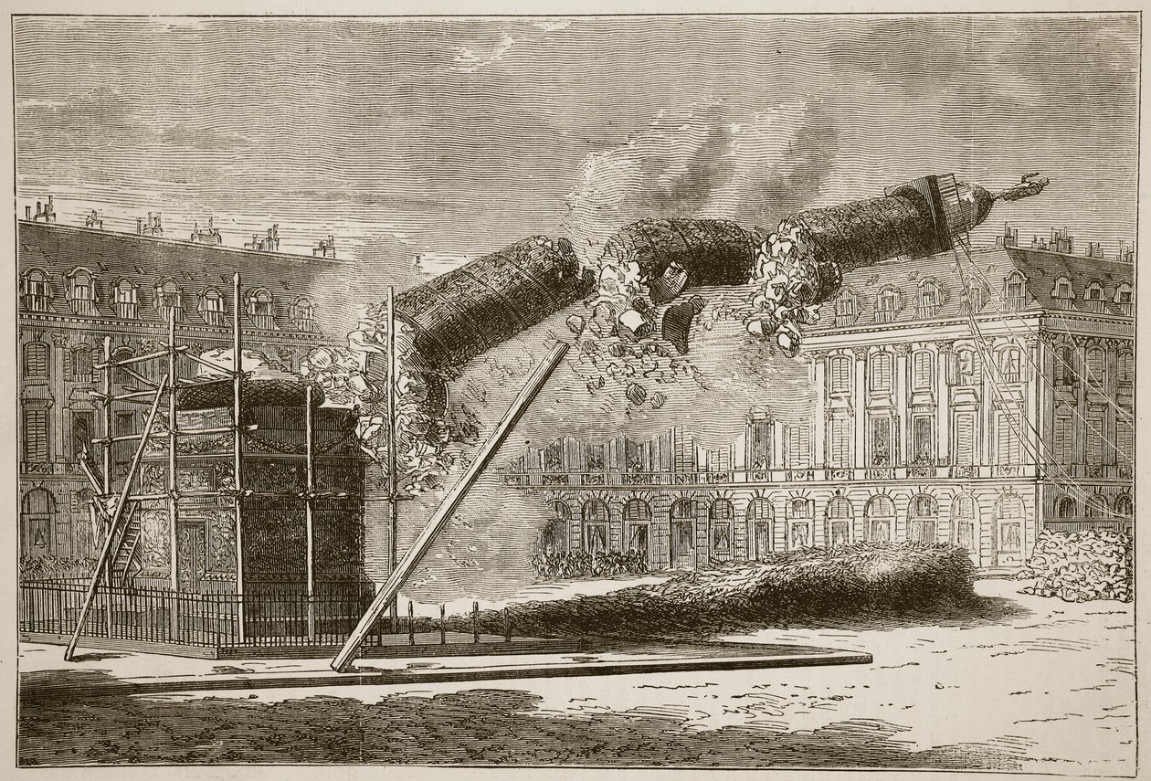 Fall der Vendome-Säule, April 1871, Illustration aus Cassells Geschichte des Krieges zwischen Frankreich und Deutschland, 1870-1871 von French School