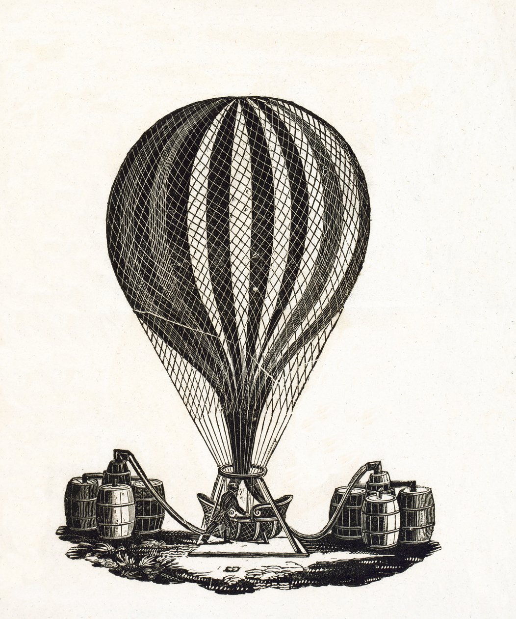 Füllen eines Heißluftballons mit Gas, ca. 1790 von French School