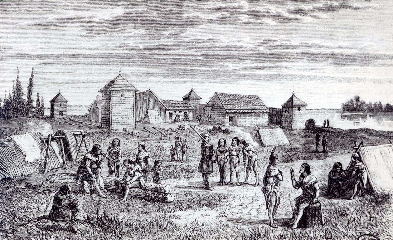 Fort Youkon, eine Handelsstation der Hudson Bay Company, 19. Jahrhundert von French School