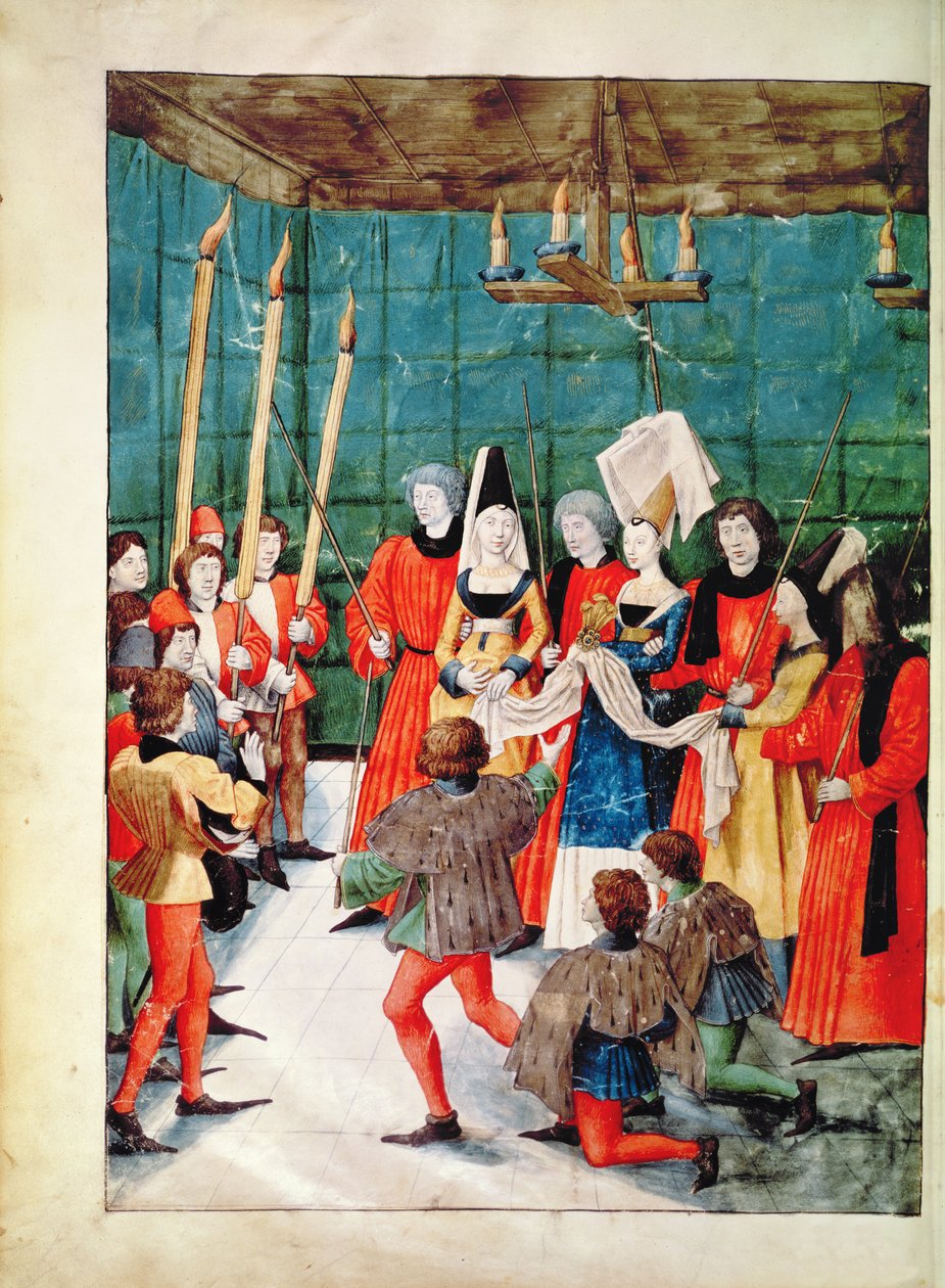 Die Königin überreicht den Preis für ein Turnier, aus Livre des Tournois de René d