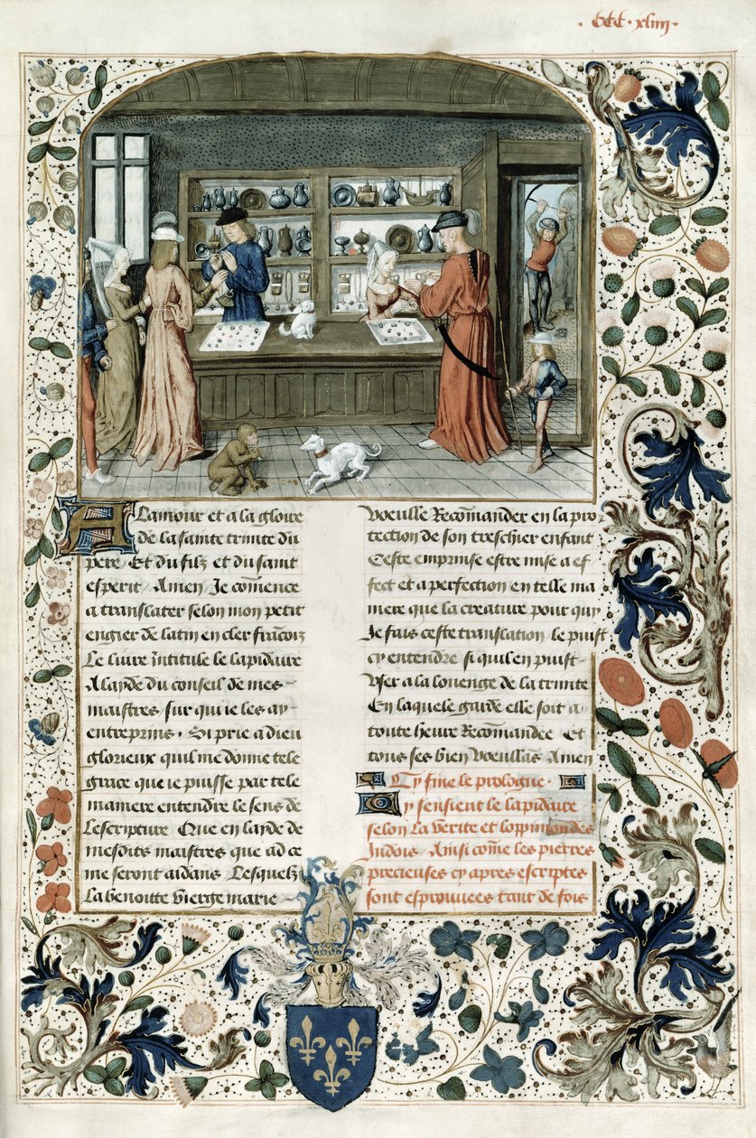 Juwelierladen, aus Lapidaire de Mandeville von French School