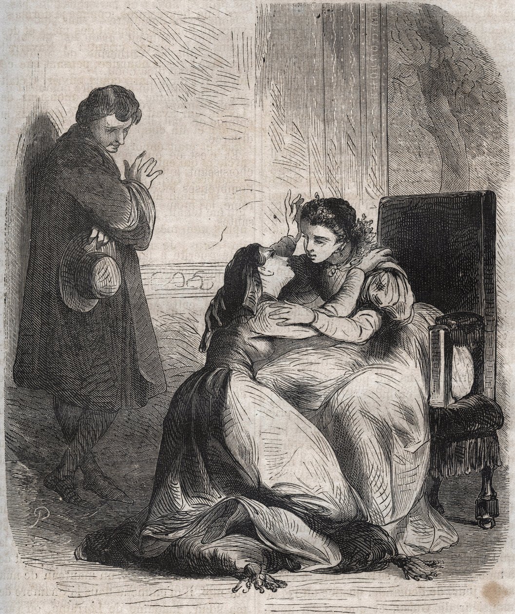 Francoise de Montmorency-Fosseux (Montmorency Fosseux) (1566-1641) bittet Königin Marguerite de Valois (1553-1615), bekannt als Königin Margot, um Vergebung. Sie ist die Geliebte von König Heinrich IV. (1553-1610) und bringt ihr Kind zur Welt von French School