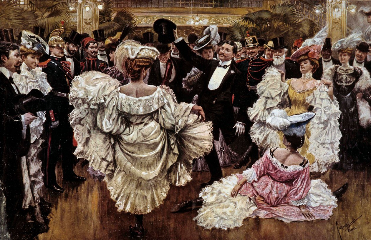 Französische Cancan-Tänzerinnen während einer Show in einem Kabarett, Anfang des 20. Jahrhunderts von French School