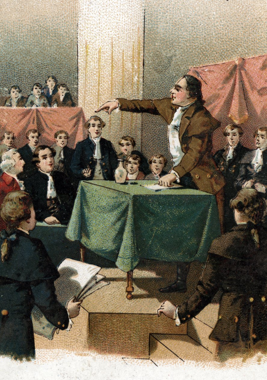Französische Revolution - Georges Jacques Danton (1759-1794) ruft: „Um zu siegen, brauchen wir Kühnheit, und immer Kühnheit“ August 1792 von French School