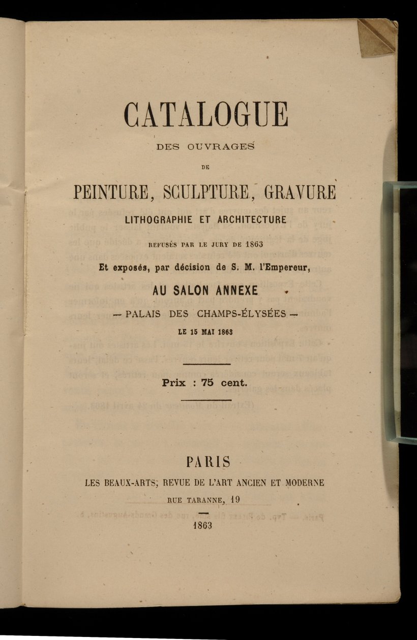 Frontispiz für den Katalog des Salon des Refuses, 1863 von French School