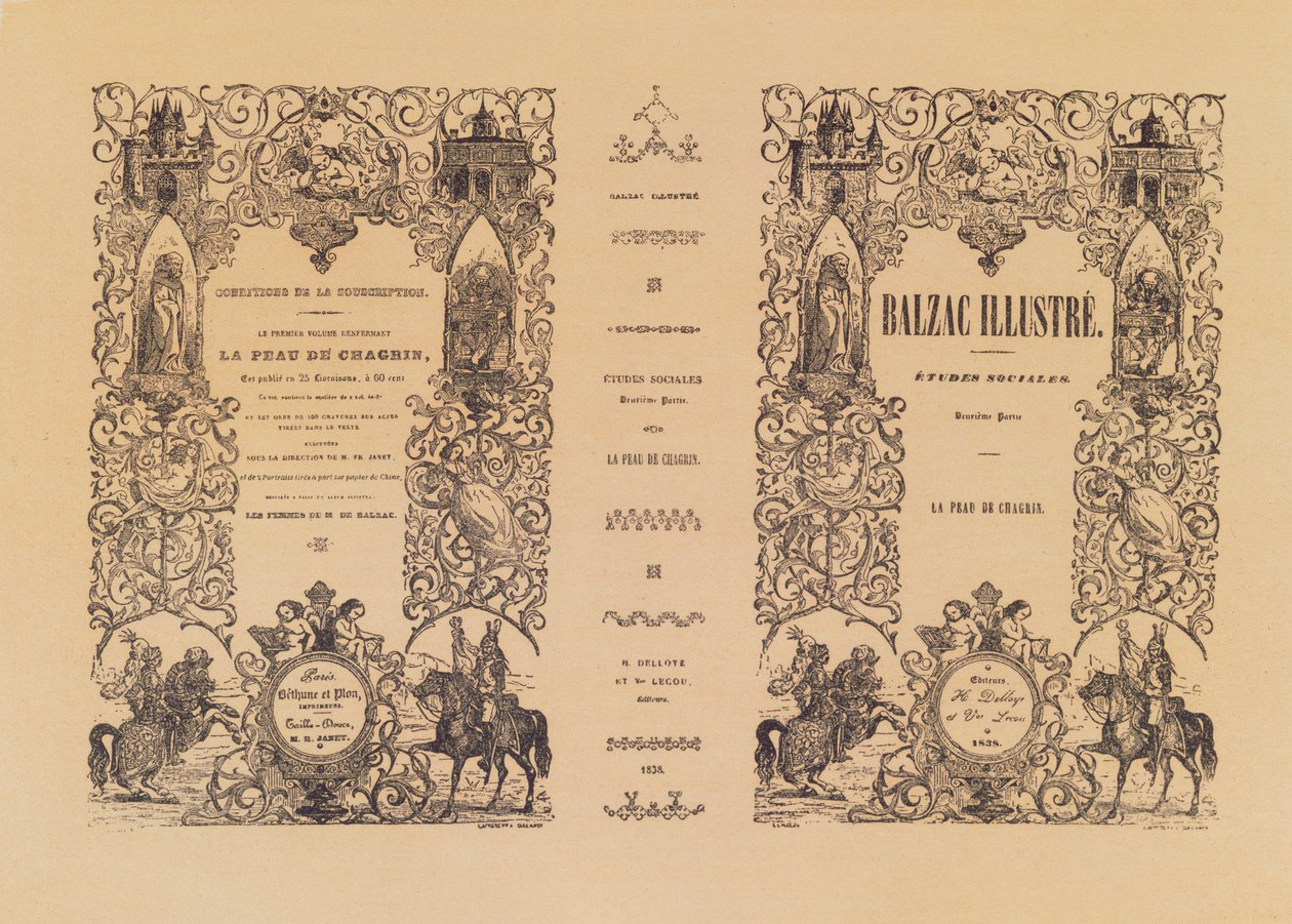 Frontispiz von La Peau de Chagrin, aus einer illustrierten Ausgabe der Werke von Honore de Balzac (1799-1850) von Delloye und Lecou, 1838 von French School