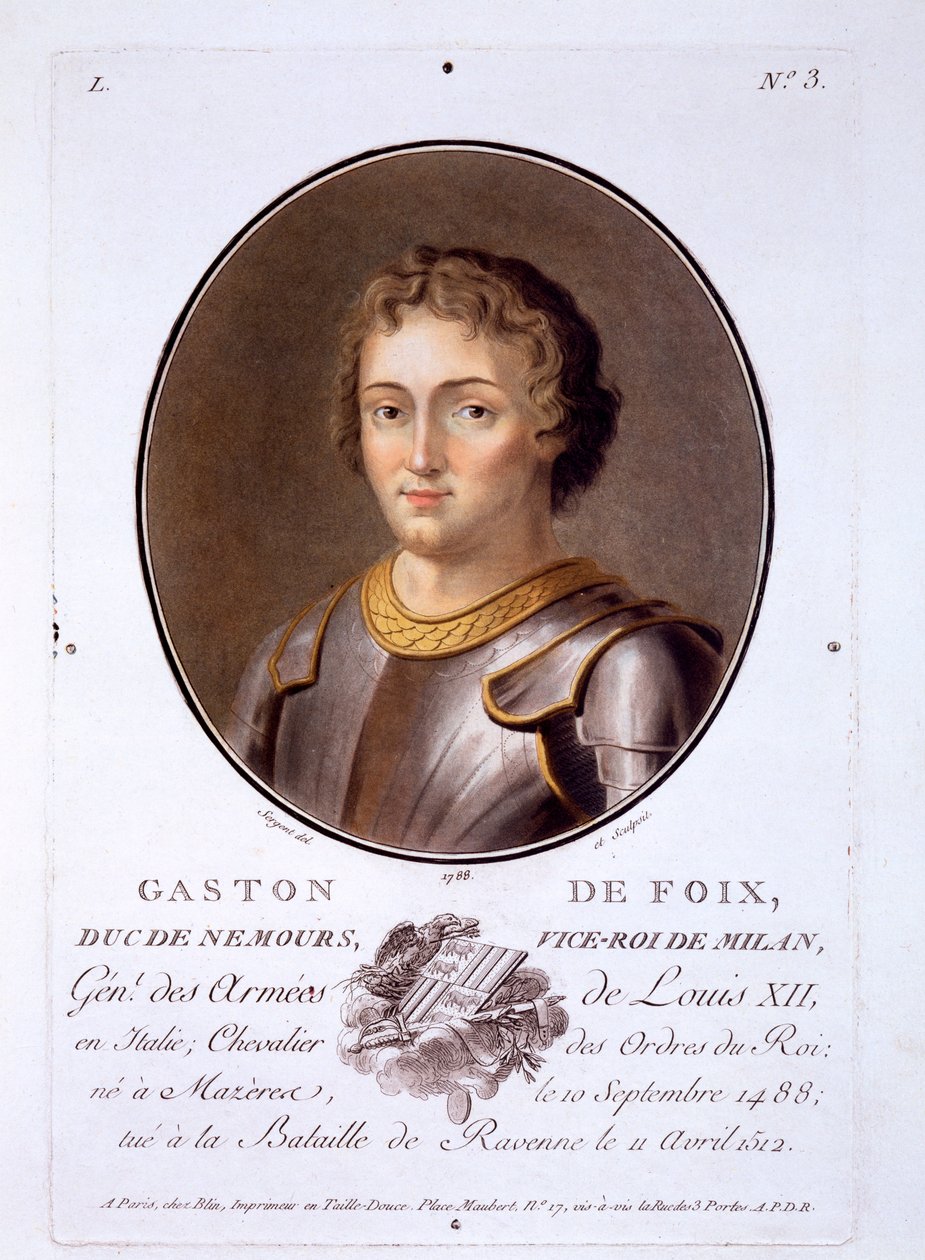 Gaston de Foix, Duc de Nemours, aus Portraits des grands hommes, femmes illustres, et sujets memorables de France, veröffentlicht 1787-92 von French School