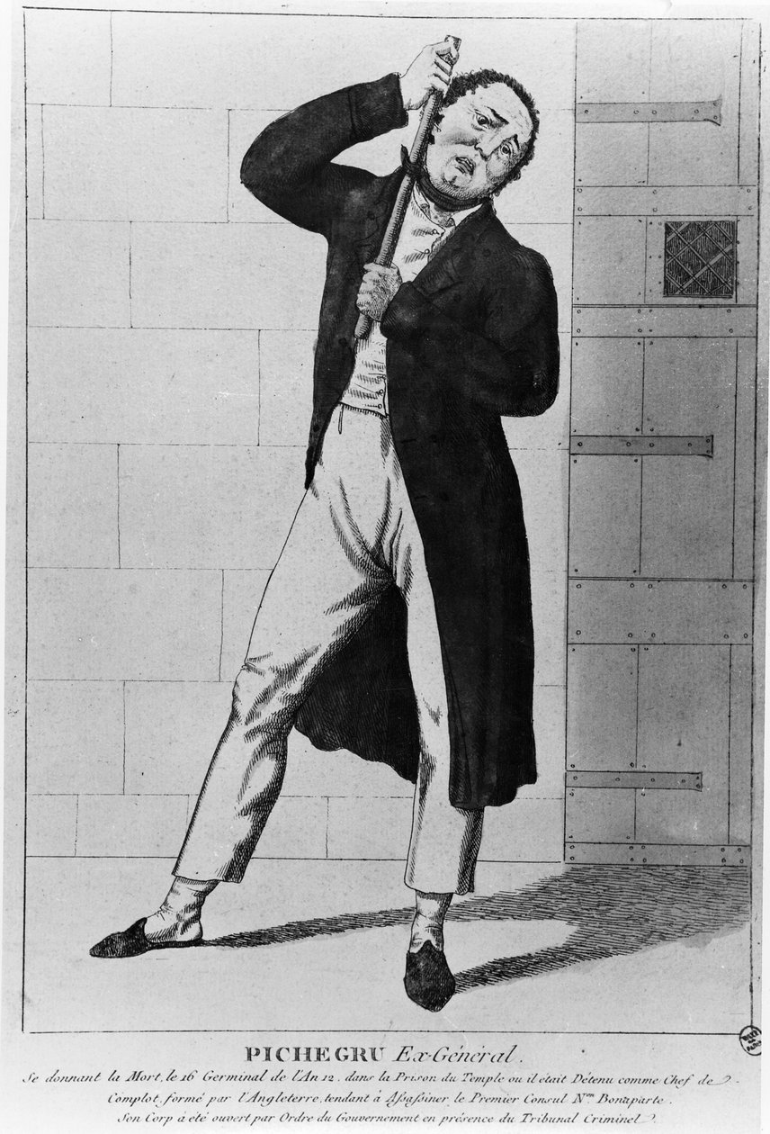 General Charles Pichegru (1761-1804) erhängt sich im Tempel von French School