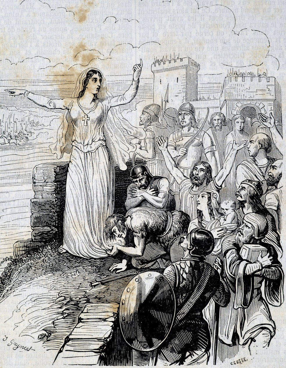 Genneviève beruhigt die Menschen von Paris - in „Histoire de France“ von L.-P. Anquetil von French School