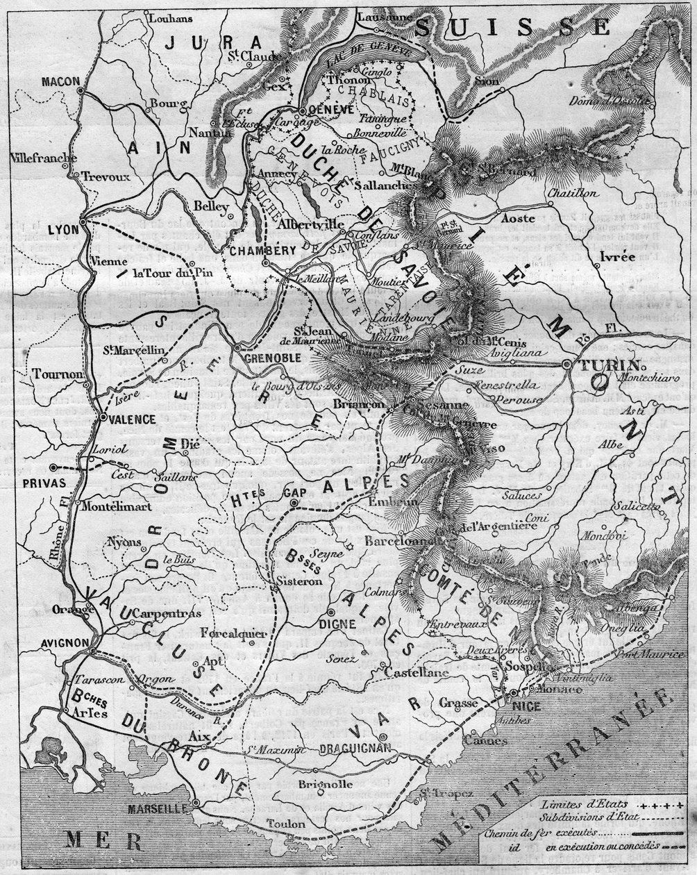 Geografische Karte des Herzogtums Savoyen und der Grafschaft Nizza von French School