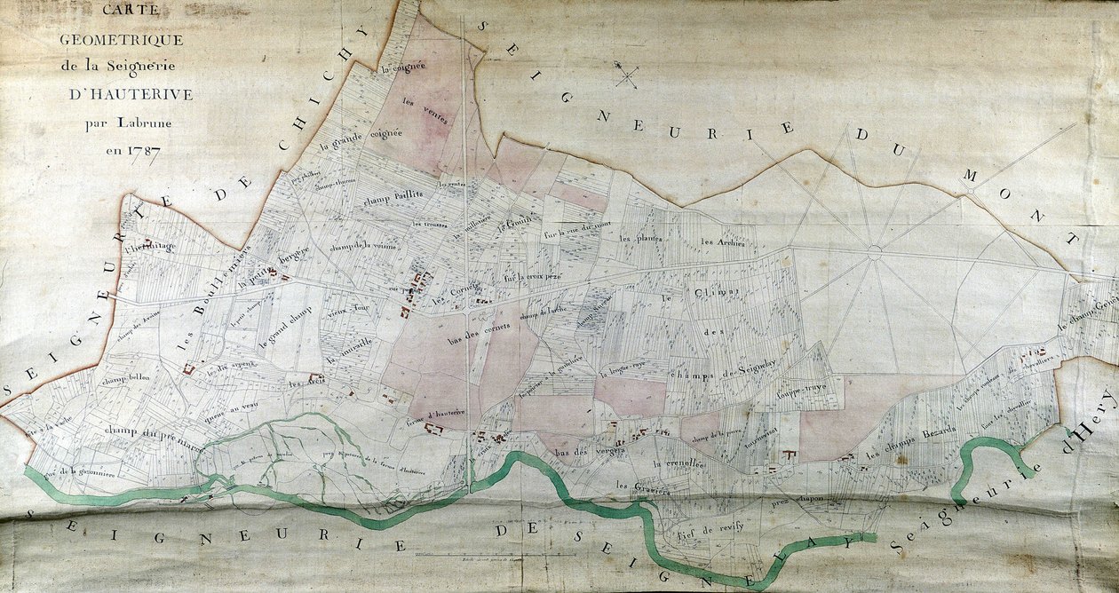 Geometrische Karte der Herrschaft von Hauterive von Labrune im Jahr 1787 von French School