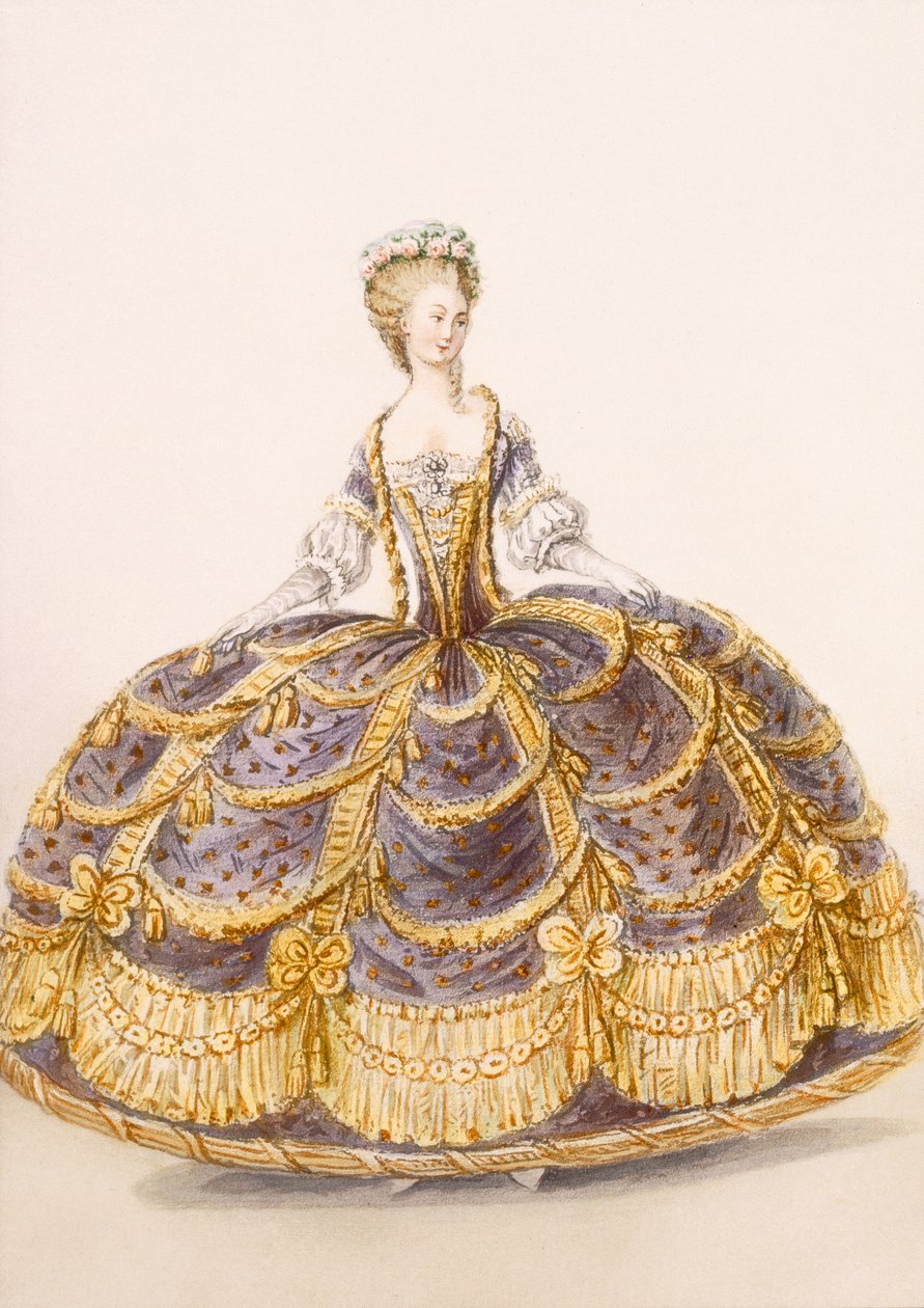 Kleid geeignet für eine Vorstellung am Hof, Platte aus Galeries des Modes et Costumes Francais, ca. 1778-87 von French School