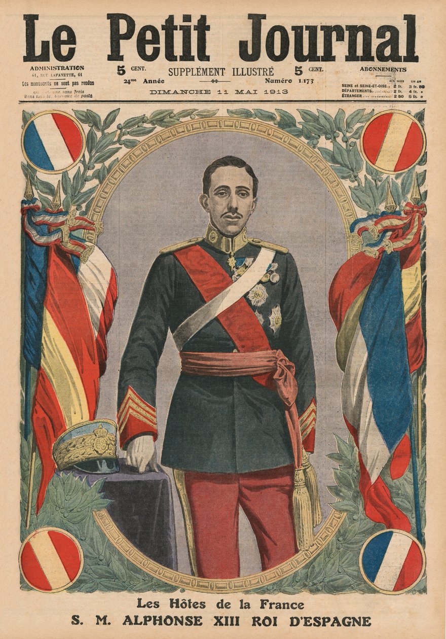 Gäste Frankreichs, S. M. Alfonso XIII., König von Spanien, Titelbildillustration aus 
