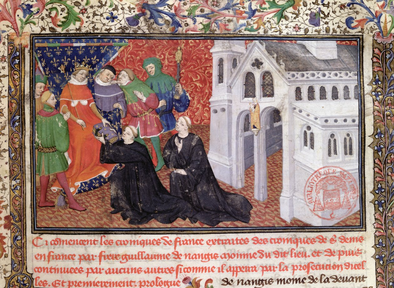Guillaume de Nangis (gest. 130003) überreicht sein Buch an Philippe IV (1268-1314) le Bel, König von Frankreich von 1285-1314 von French School