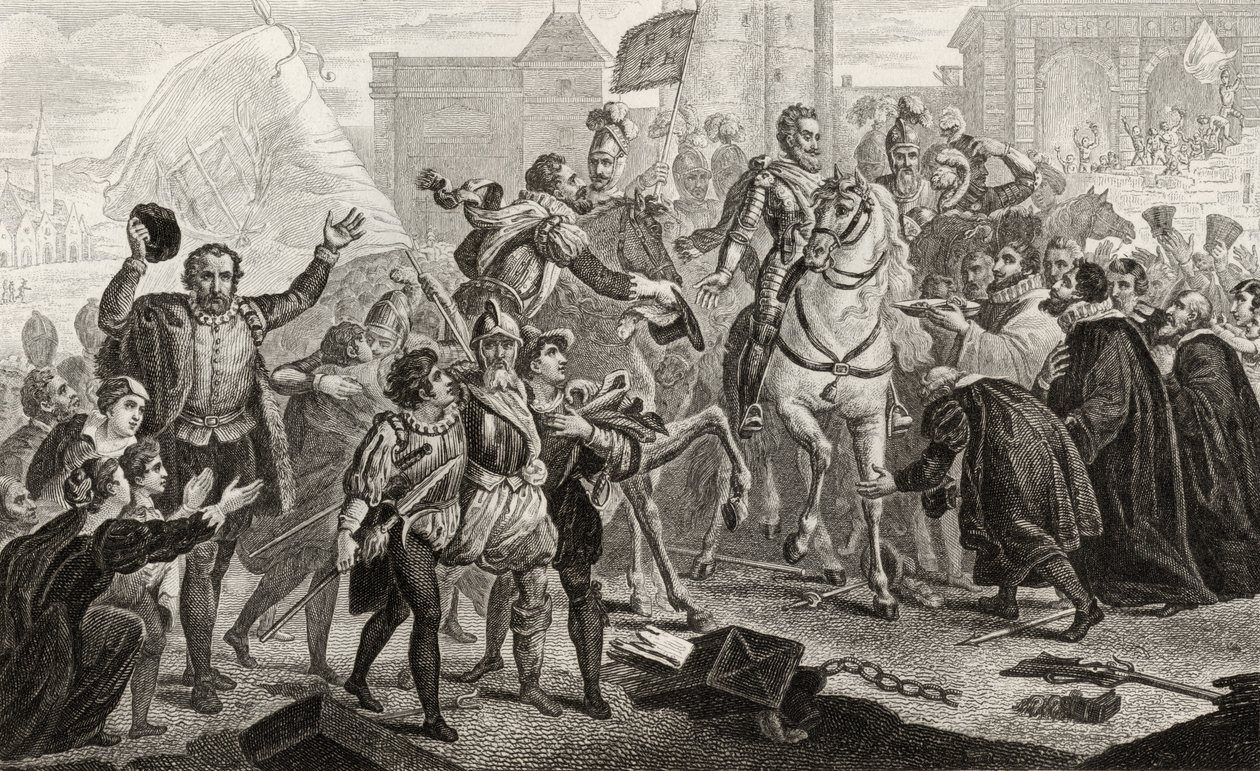 Henri IV (1553-1610) zieht 1594 in Paris ein, aus 