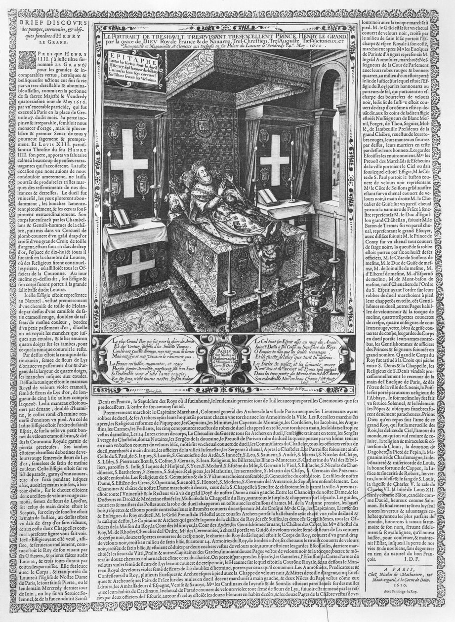 Heinrich IV. (1553-1610) auf seinem Sterbebett, 1610 von French School