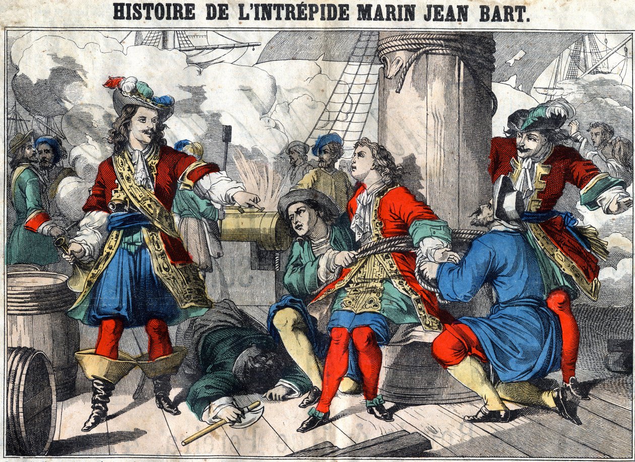 Geschichte des unerschrockenen Seemanns Jean Bart, französischer Freibeuter. Epinal-Bildgebung Ende des 19. Jahrhunderts. von French School