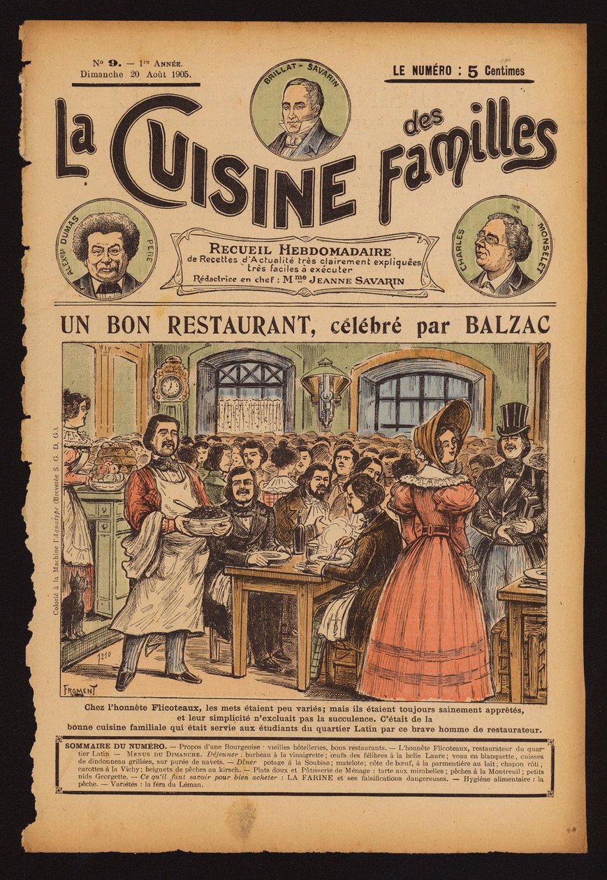 Honoré de Balzac beim Essen im Flicoteaux, Restaurant in Paris von French School