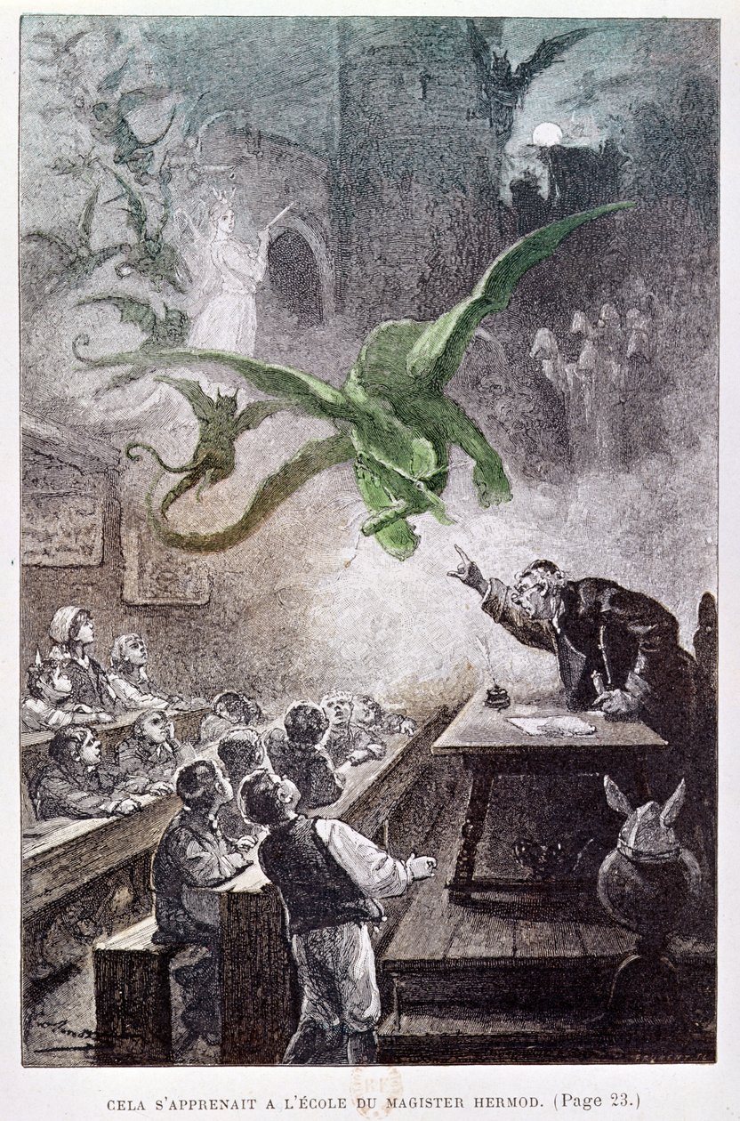 Illustration aus Das Karpatenschloss von Jules Verne, 1892 von French School