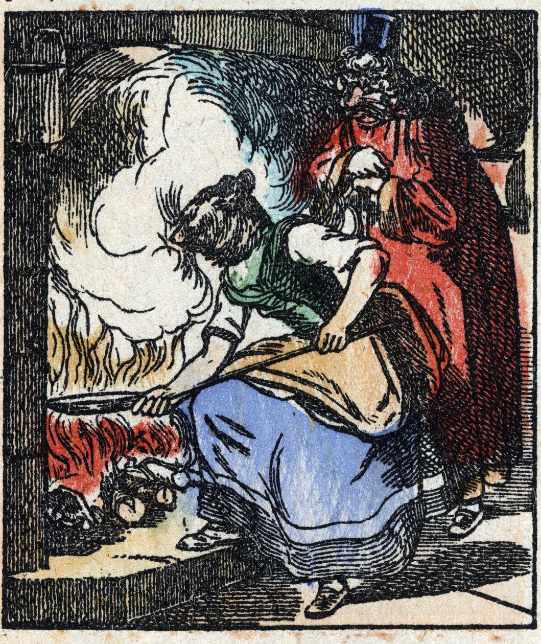 Illustration der Geschichte „Raminagrobis und die Mäuse“. Holzstich von Imaging Pellerin - Epinal, späte 19. Jahrhundert. von French School