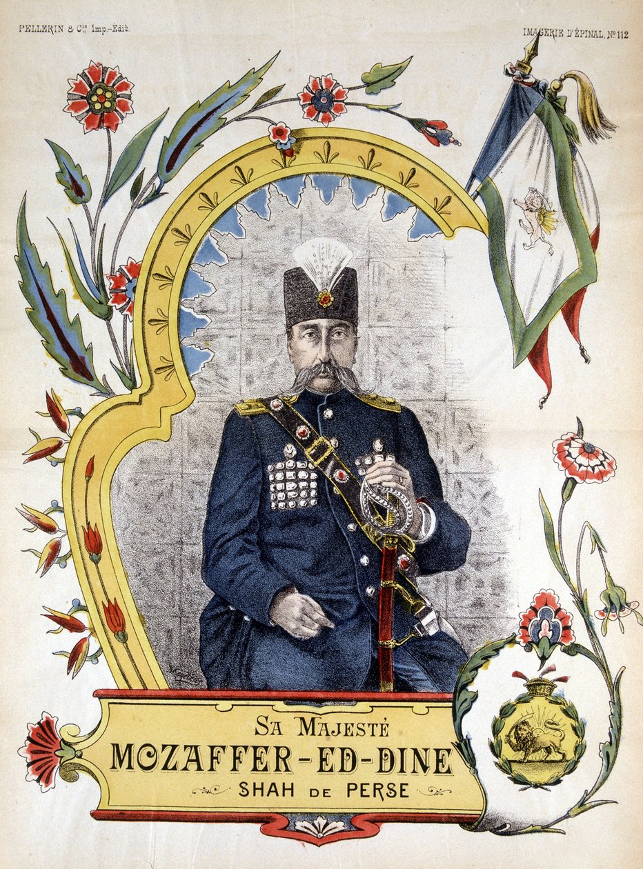 Bild von Epinal, Mozaffer ed dine (Mozaffer-ed-dine, Mozzafar-al-Din, Mozzafar al Din, Mozaffaredin) Schah von Persien von 1896 bis 1906 von French School