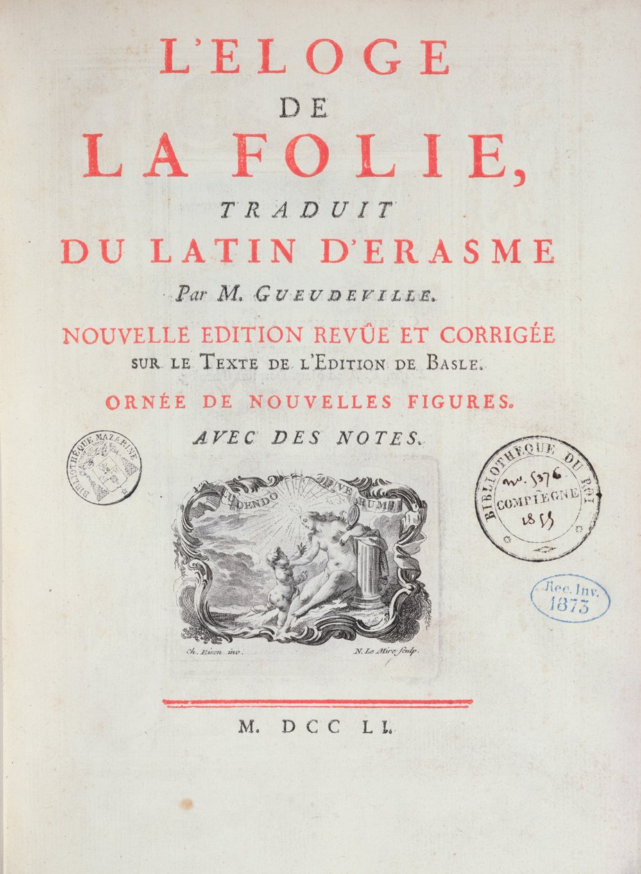 Lob der Torheit, 1751 (gedrucktes Papier) von French School