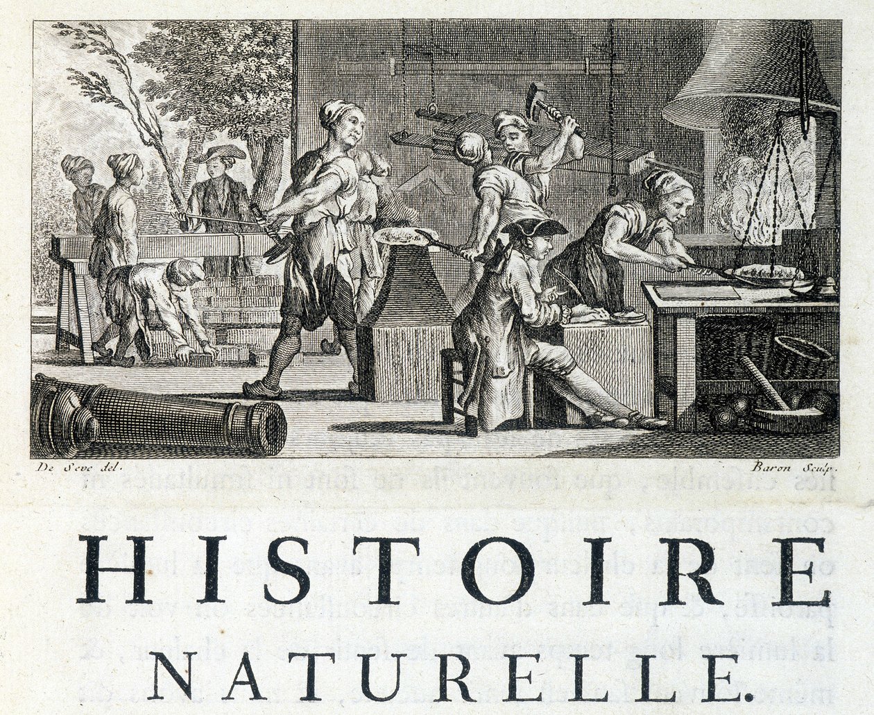 Innenansicht einer Schmiede - in „Naturgeschichte, allgemein und besonders“ von Buffon von French School