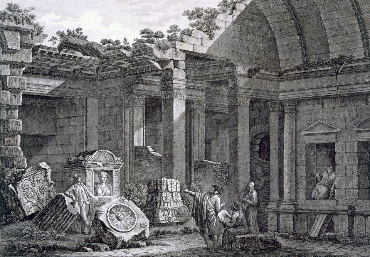 Innenraum des Tempels der Diana, Nimes, aus Antiquités de la France: Vol I, Monuments de Nimes von French School