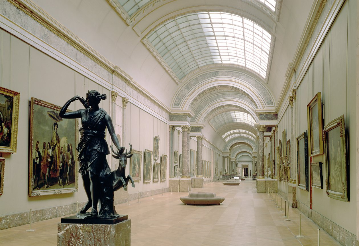 Innenansicht der Grande Galerie, 16.-19. Jahrhundert von French School