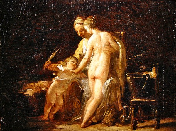 Innenraum mit einer Dame bei ihrem Bad, ca. 1800 von French School