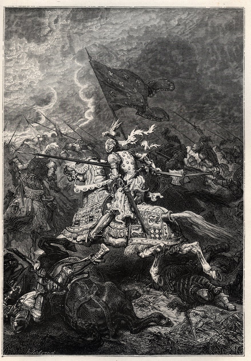 Italienische Kriege - Schlacht von Fornovo - Liga von Venedig besiegt durch den französischen König Karl VIII. - 1. Italienischer Krieg - Schlacht von Fornovo (Italien) unter Karl VIII. am 6. Juli von French School