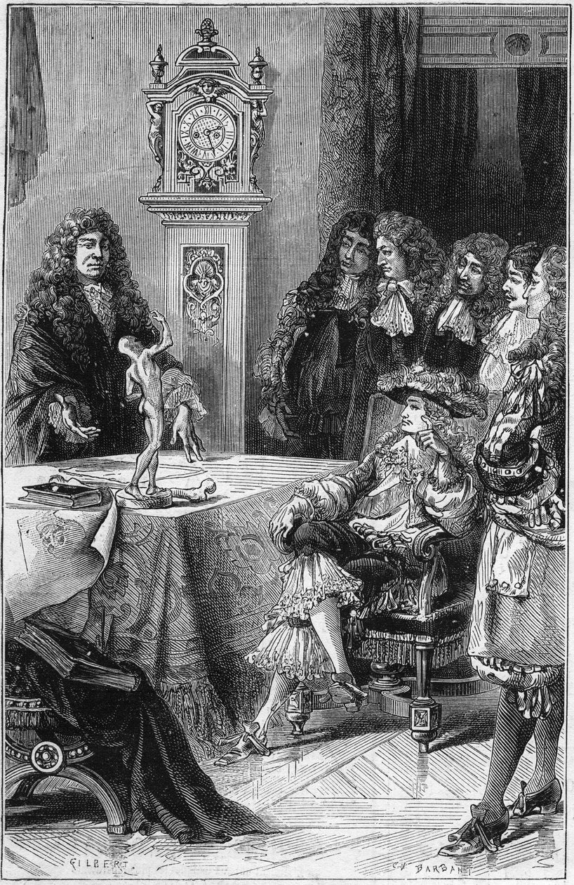 Joseph Guichard Du Verney (1648-1730) gibt dem Herzog von Burgund Louis von Frankreich (1682-1712) eine Anatomielektion. 18. Jahrhundert. Gravur von 1878. von French School