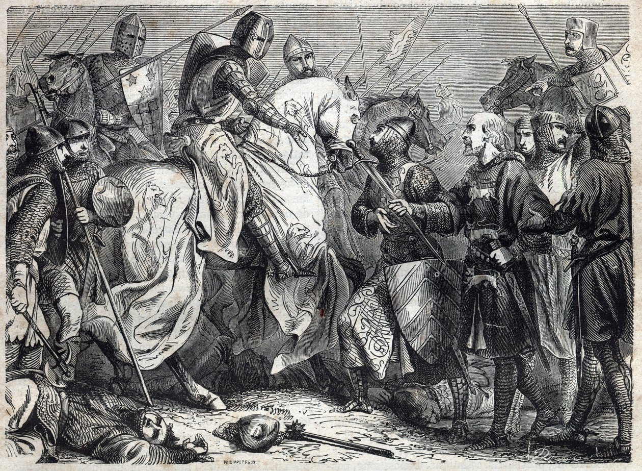 König Alfons V. der Großmütige (ca. 1396-1458), König von Aragon, erobert das Königreich Neapel. Gravur in 