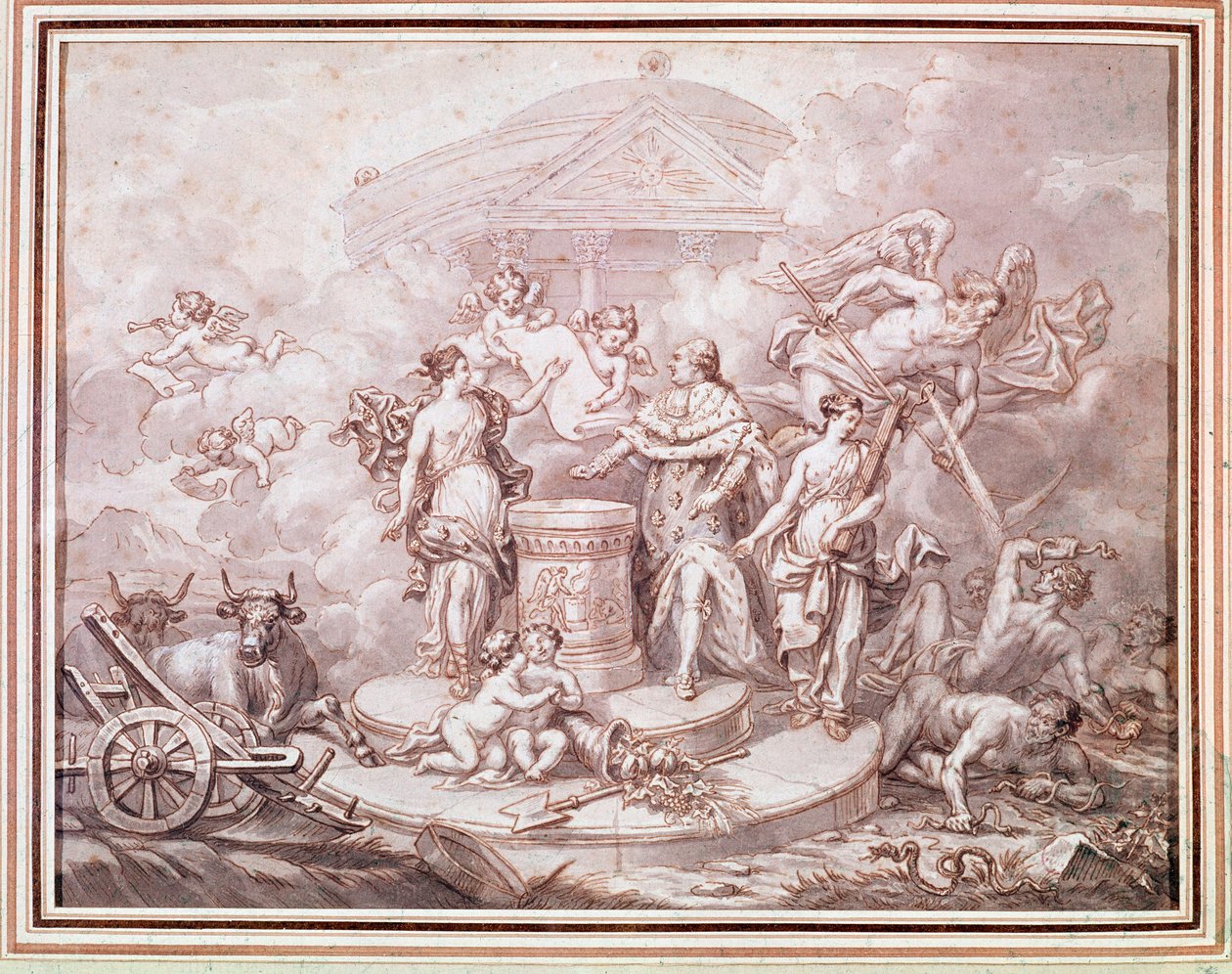 König Ludwig XVI. schwört auf das Buch der Verfassung von French School